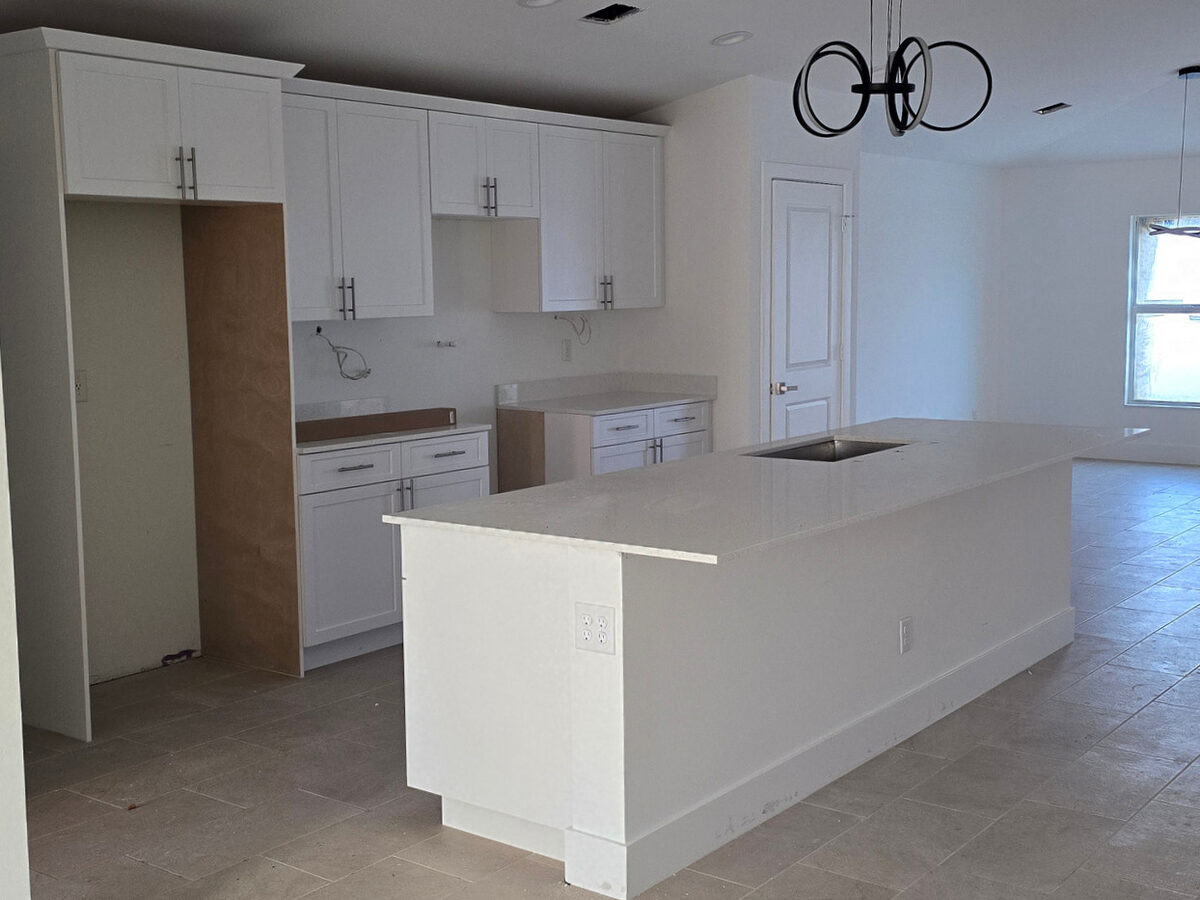 Kitchen cabinets and quartz countertop installed