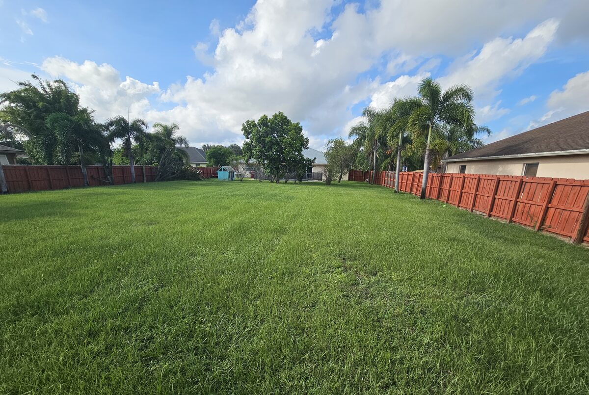 Aerial drone view of the vacant lot from above