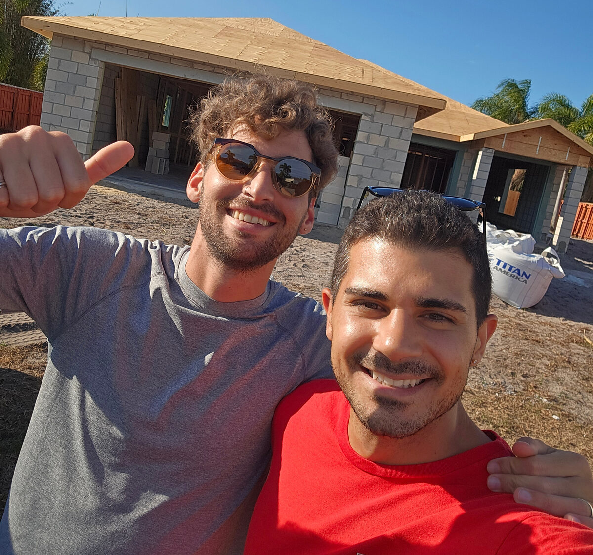 Homeowner visiting the jobsite to check construction progress