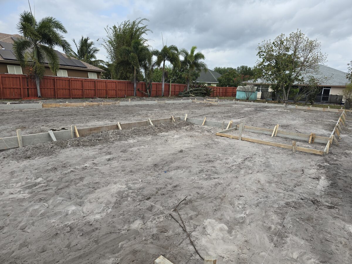 Formboards set defining the slab footprint
