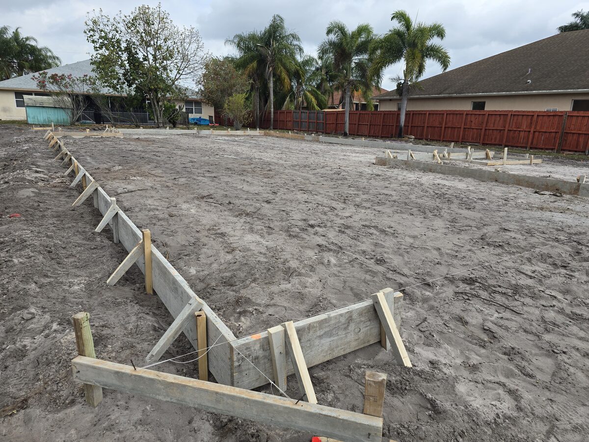 Completed formboard layout with grade beams visible