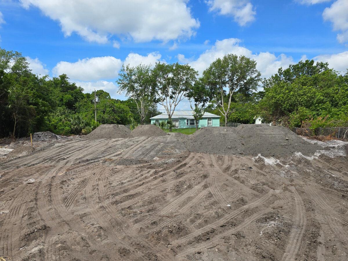 Concrete being poured for the slab foundation